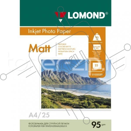 Фотобумага LOMOND Односторонняя Матовая, 95г/м2, A4 (21X29,7)/25л. для струйной печати                          