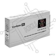 Стабилизатор напряжения ExeGate Master Turbo AVS-1500 (1500ВА, 100-265В, цифр. индикация вход/вых. напряжения, 220В±8%, КПД 98%, 5 уровней защиты, задержка, усиленный метал.корпус, евророзетка, RTL)