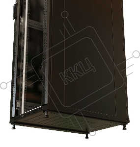 Шкаф коммутационный WRline (WR-TT-4266-AS-RAL9004) напольный 42U 600x600мм пер.дв.стекл задн.дв.стал.лист 2 бок.пан. 800кг черный 510мм 2055мм IP20 сталь