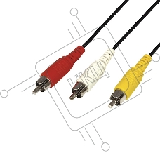 Шнур Rexant 3 RCA - 3 RCA, 7 м, черный (10 шт./уп.)