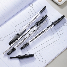 Ручка шариковая Deli P1-Classic EQ6-BK прозрачный, d=0.7мм, черные чернила