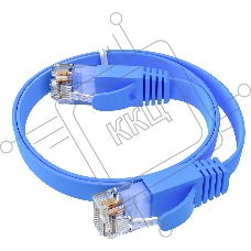 Патч-корд GCR PROF плоский прямой 7.5m, UTP медь кат.6, синий, 30 AWG, ethernet high speed 10 Гбит/с, RJ45, T568B, GCR-52877