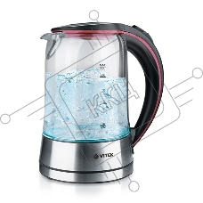 Чайник электрический Vitek VT-7009 1.7л. 2200Вт серебристый (корпус: стекло)