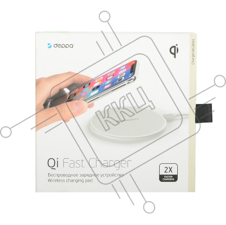 Зарядное устройство Deppa Беспроводное (Qi Fast Charger, 10W, стандарт Qi, белый)