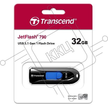 Флеш Диск Transcend 32Gb Jetflash 790 TS32GJF790K USB3.0 черный
