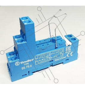 Розетка с винт. клеммами (с зажимной клетью) для реле 40.51 40.52 40.61 40.62 модули 99.01 в комплекте металлич. клипса 095.71 син. FINDER 95759SMA