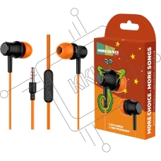 Наушники вакуумные AUX разъём с МК без рег.громкости длина 1.2м More Choice G36 (Orange)