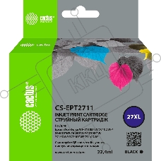 Картридж струйный Cactus CS-EPT2711 27XL черный (22.4 мл) для Epson WorkForce WF-3620/3640/7110/7210