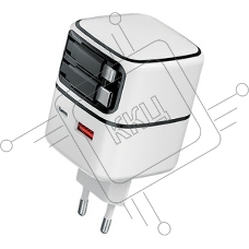 Сетевое зарядное устройство Qumo Energy PD 35Вт (Charger 0093), USB-A QC4+USB-C PD+(USB-C PD+USB 8Pin встр,кабель), белая