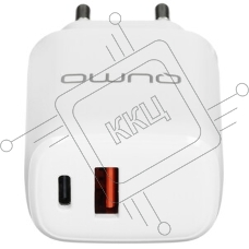 Сетевое зарядное устройство Qumo Energy PD 35Вт, (модель 0117), порты: USB-A QC3.0 + USB Type-C PD, белый