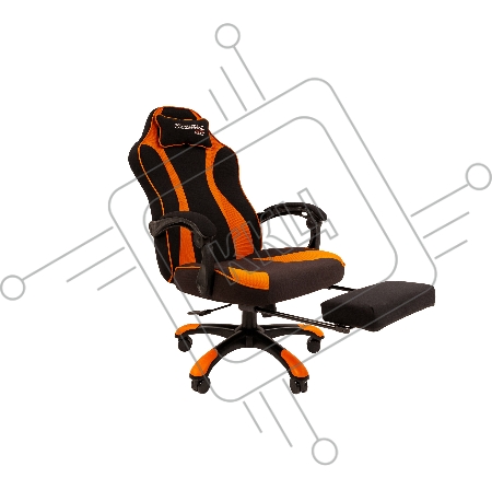 Игровое кресло Chairman game 35 чёрное/оранжевое (ткань, пластик, газпатрон 4 кл, механизм качания, подставка для ног)