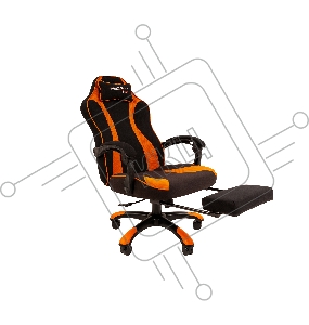Игровое кресло Chairman game 35 чёрное/оранжевое (ткань, пластик, газпатрон 4 кл, механизм качания, подставка для ног)