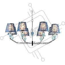 Люстра Ambrella light LH75063/8 CH/DB хром/темно синий E14/8 max 40W D870*810