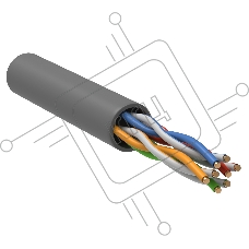 Витая пара ITK U/UTP кат.5E 4х2х0,52 solid PVC серый (305м) РФ/Т
