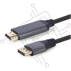 Кабель DisplayPort->HDMI Cablexpert CC-DP-HDMI-4K-6 , 4K, 1.8м, 20M/19M, черный, экран, пакет
