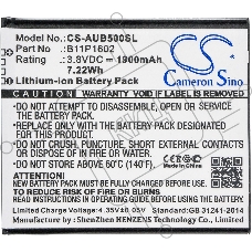 Аккумулятор CameronSino CS-AUB500SL B11P1602 для Asus ZenFone Go 5.0  3.8V / 1900mAh / 7.22Wh