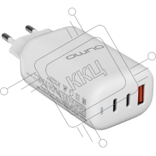 Сетевое зарядное устройство Qumo Energy PD 65Вт (модель 0118), USB-A QC3.0 + 2 USB Type-C PD,+ кабель 1м, Type-C, белый