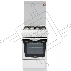 Плита комбинированная De Luxe 506040.00ГЭ (КР) ЧР белый, конфорок 4 шт, духовка 54 л, 50 см x 85 см x 60 см