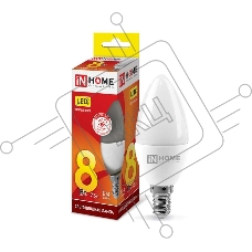 Лампа светодиодная LED-СВЕЧА-VC 8Вт 230В E14 3000К 720лм IN HOME 4690612020426