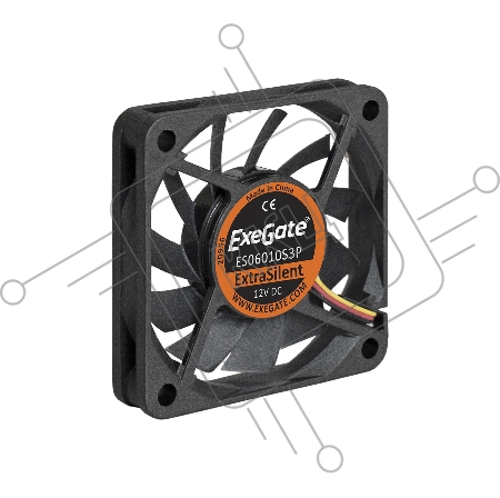 Вентилятор ExeGate ExtraSilent ES06010S3P, 60x60x10 мм, подшипник скольжения, 3pin, 3000RPM, 23dBA