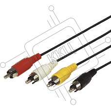 Шнур 4 RCA - 4 RCA, длина 1 метр, черный REXANT