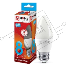 Лампа светодиодная LED-СВЕЧА-VC 8Вт 230В E27 4000К 720лм IN HOME 4690612020457