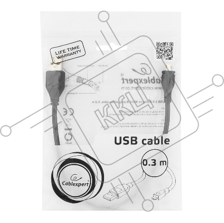 Кабель USB 2.0 Pro Gembird/Cablexpert AM/microBM 5P, 0.3м, экран, черный, пакет  CCP-mUSB2-AMBM-0.3M 