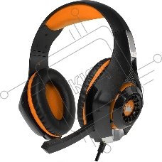 Наушники CROWN CMGH-102T Black&orange (Подключение USB, встроенная аудио карта, Частотныи? диапазон: 20Гц-20,000 Гц,Кабель 2.1м,Размер D 250мм)