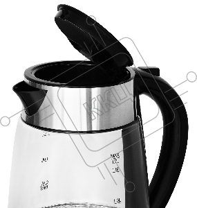 Чайник электрический Starwind SKG3026 1.7л. 2200Вт черный/серебристый (корпус: стекло)