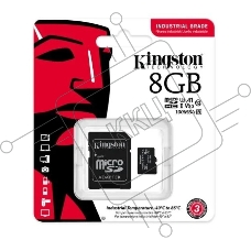 Карта памяти Kingston 8GB microSDHC Industrial C10 A1 pSLC Card + SD Adapter