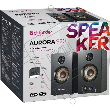 Колонки Defender AURORA S20 { 2x10 Вт RMS,20-20000 Гц, разъём для наушников } 65419