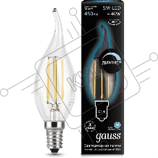 Лампа Filament Свеча на ветру 5W 450lm 4100К Е14 диммируемая LED