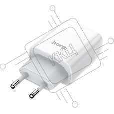 Блок питания (сетевой адаптер) HOCO C72A Glorious один порт USB, 5V, 2.1A, белый
