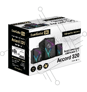 Акустическая система 2.1 ExeGate EX289867RUS Accord 320 (питание USB, 5Вт+2х3Вт, 150-20000Гц, цвет черный, RGB подсветка)