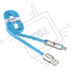 Кабель USB ACD-DUAL Lightning / MicroUSB ~ USB-A 2в1, TPE, 1м, синий (ACD-U924-CML)