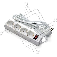 Удлинитель ExeGate EC-4-3W (EX279400RUS), белый, 3 м, евровилка с заземлением, 4 евророзетки с заземлением, 2200 Вт