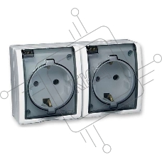 Розетка SIMON 15 Aqua 1594433-030  2-я с заземлением белая с крышкой наружная IP54