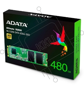 Твердотельный накопитель SSD M.2 2280 ADATA 480GB Ultimate SU650 (ASU650NS38-480GT-C) SATA 6Gb/s, 550/510, IOPS 80/60K, MTBF 2M, 3D TLC, 210TBW, RTL