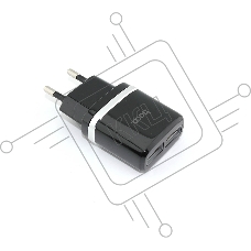 Блок питания (сетевой адаптер) HOCO C12 Smart два порта USB, 5V, 2.4A, черный
