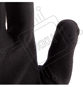 Перчатки трикотажные с черным полиуретановым покрытием, размер L, 15 класс вязки// Сибртех