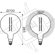 Лампа Filament G200 6W 330lm 4000К Е27 gray straight LED