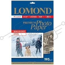 Фотобумага ПРЕМИУМ для стр.печати LOMOND А4, 195 г/м2 односторонняя Warm Semi- Glossy (20л)