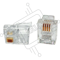 Коннектор телефонный RJ11, 4P4C, 100 шт.