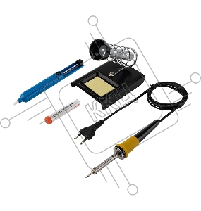 Набор для пайки REXANT №4 (паяльник 30 Вт, оловоотсос, подставка, припой, губка)