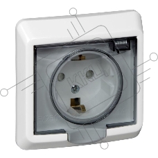 Розетка 1-м СП Этюд защ. шторки с заземл. IP44 бел. SchE PC16-044B