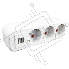 AY-KA Разветвитель на 3 роз. прямой с USB. 16A 250В с/з, белый (7713800)
