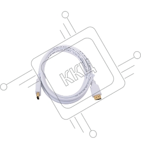 Кабель HDMI Cablexpert CC-HDMI4-W-6, 19M/19M, v2.0, медь, позол.разъемы, экран, 1.8м, белый, пакет