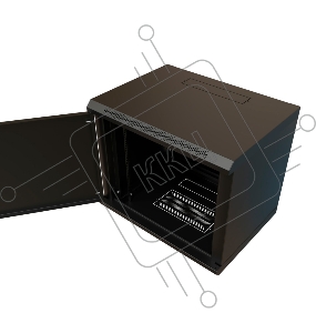Шкаф коммутационный WRline (WR-TW-1245-SR-RAL9004) настенный 12U 600x450мм пер.дв.металл 2 бок.пан. 60кг черный 370мм 650мм IP20 сталь