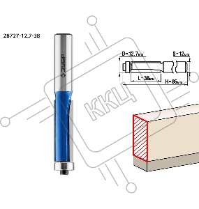 Фреза кромочная с нижним подшипником ЗУБР 12.7x38мм, хвостовик 12мм