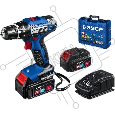 Дрель-шуруповерт аккумуляторная ЗУБР DL-201-42, Аккумуляторная, 20В, 2 АКБ, Кейс